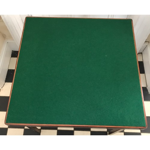 30 - A folding card table with green baize top 76cm square x 67cm h, Green Brothers.