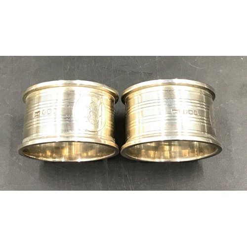 705 - Selection of silver items to include 2 napkin rings Sheffield 1918, three salt & pepper shakers Birm... 