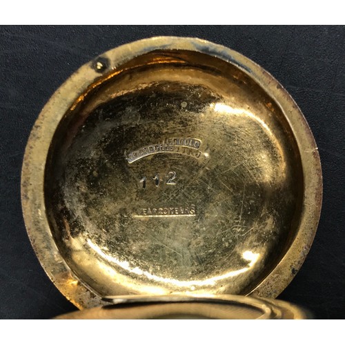 466 - A 19thC sovereign case with chain, marked 18ct rolled gold.