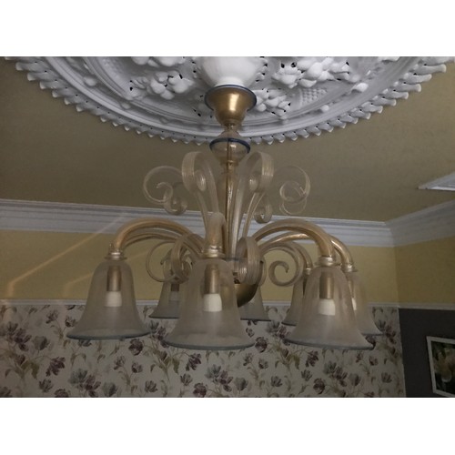 1124 - Archimede Seguso - A Murano 8 branch glass chandelier.