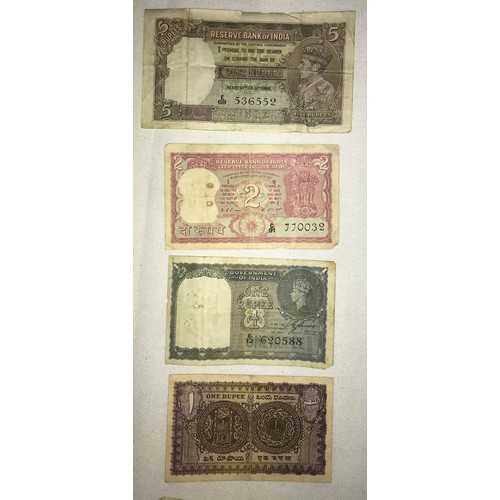 629 - A collection of world banknotes 37 in total to include India: 1 Rupee liaquat jung, 1 rupee note 194... 