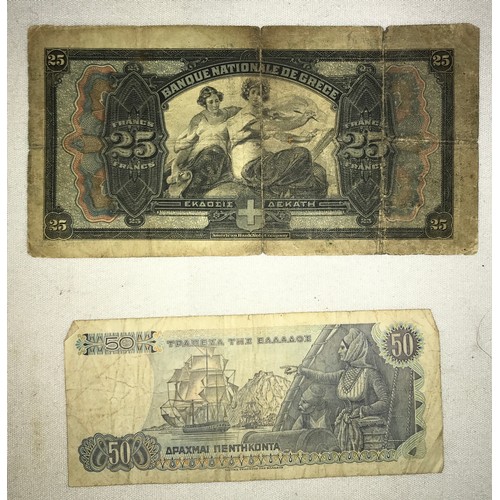 631 - Two banknotes from Greece to include 1922 25 Drachmas neon issue and a 1978 50 Drachmai.