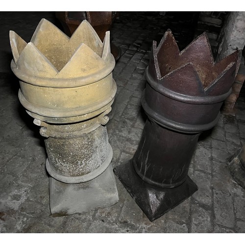 189 - Two Crown topped chimney pots 83cm h