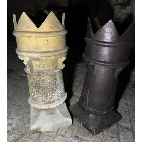 189 - Two Crown topped chimney pots 83cm h