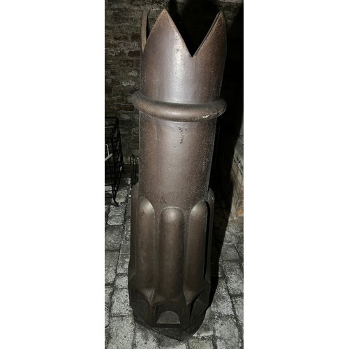 191 - Brown glaze Chimney Pot with crown top 120cm h