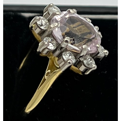 589 - Eighteen carat kunzite and diamond cluster ring.