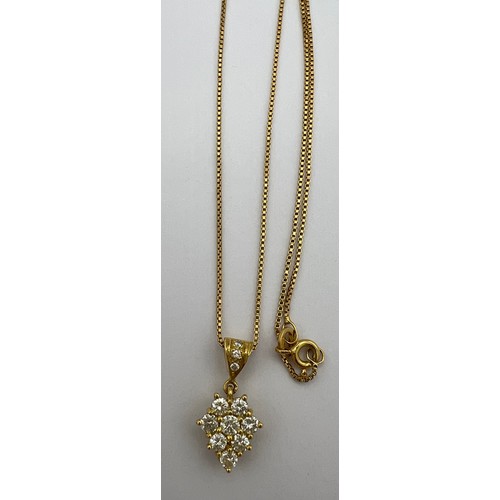 588 - Diamond set pendant on 18 carat gold chain. Length 40cm.