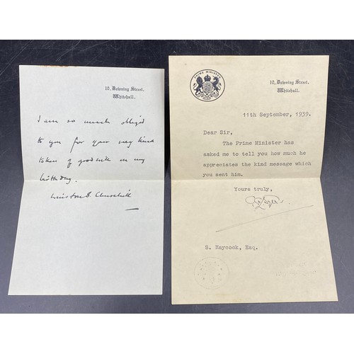 1246 - Sir Winston Churchill facsimille letter and signature on Downing Street headed paper together with t... 