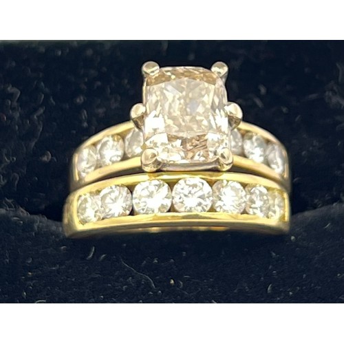 487 - Two diamond set rings to include a radiant cut diamond 2.45 carat S12 I1 approximately with diamonds... 