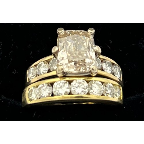 487 - Two diamond set rings to include a radiant cut diamond 2.45 carat S12 I1 approximately with diamonds... 