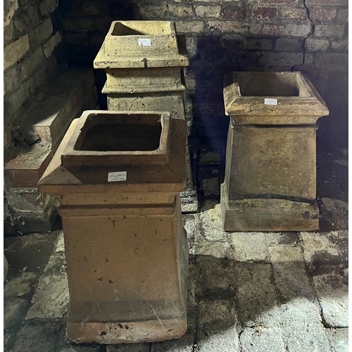 207 - Three Chimney Pots, square topped, tallest 68cm h