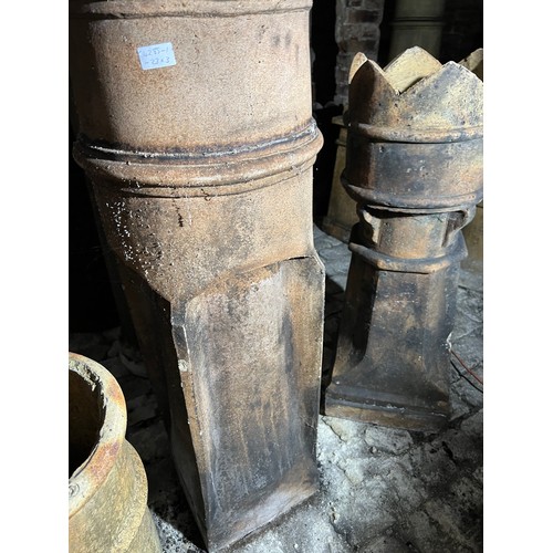 208 - Three Chimney Pots tallest 107cm h includes one crown top