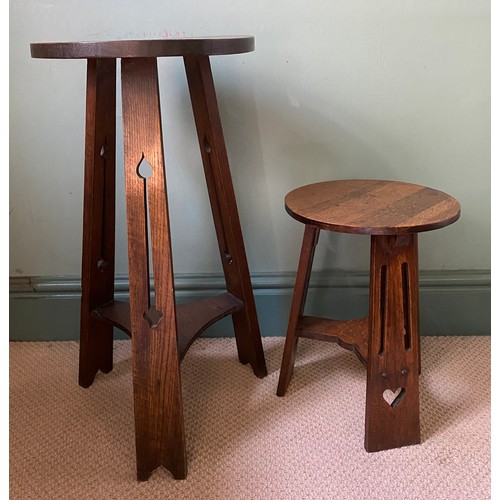 1A - Two Arts and Crafts occasional tables. Tallest 68 h x 35cm d, other 40.5 h x 30cm d.
