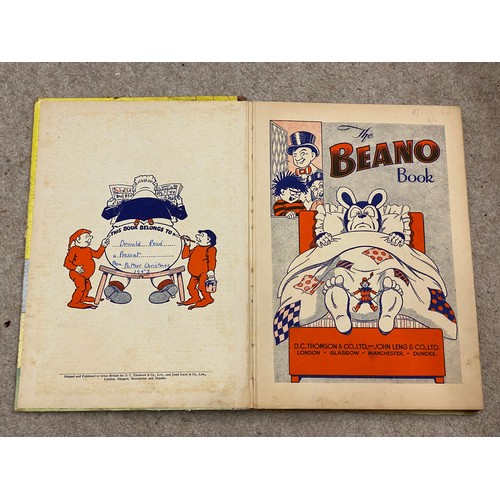 1034 - Books. The Beano Book. 1953; 1954 (2 copies); 1956; 1957 (lacking spine); 1959 (3 copies, 1 lacking ... 