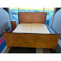 A good quality burr maple double bedstead and one matching pot cupboard. Maker 'And So To Bed', Lond... 
