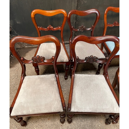 9A - Two sets of four 19thC mahogany balloon back dining chairs together with 2 disassociated Edwardian s... 