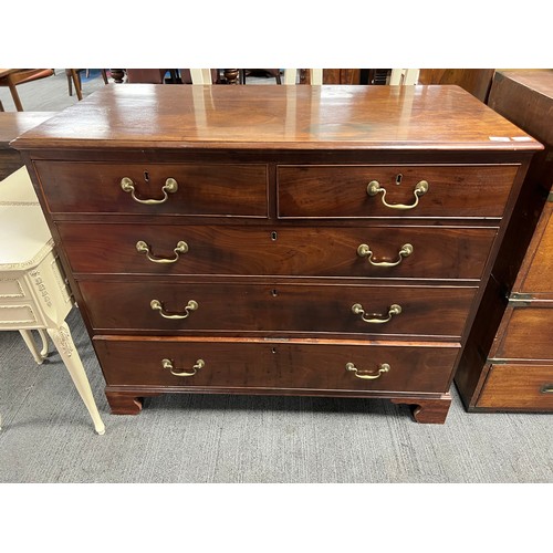 49 - A 19thC mahogany chest of drawers on bracket feet two short over three long 115 w x 57 d x 95cm h.
