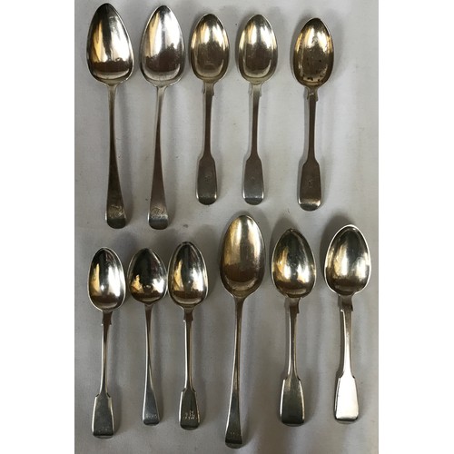 737 - Collection of silver spoons, 3 dated 1853 maker Elizabeth Eaton, pair of spoons London 1846 maker Jo... 