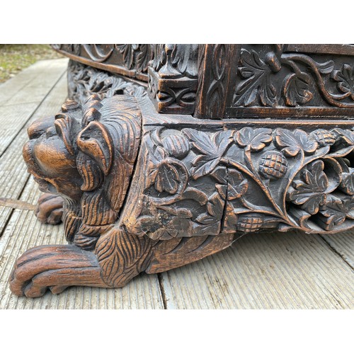 6 - A very good quality Anglo-Indian heavily carved hardwood dresser 245cm h x 133cm w x 56cm d.