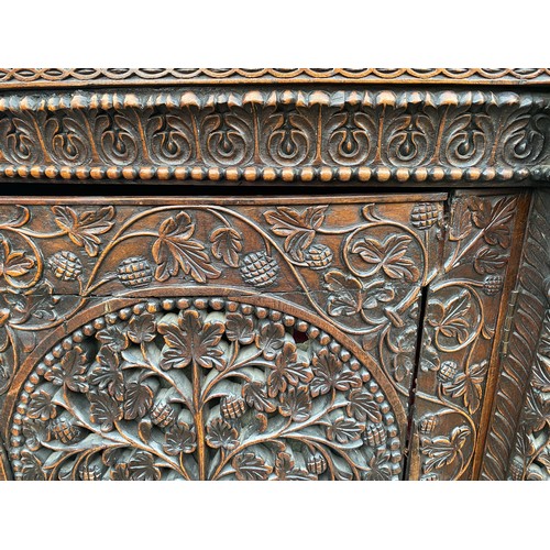 6 - A very good quality Anglo-Indian heavily carved hardwood dresser 245cm h x 133cm w x 56cm d.