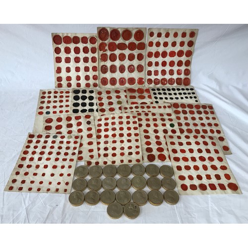 1106 - A large collection of 19thC Grand Tour Red Wax Intaglios along with 23 plaster impressions of coins.