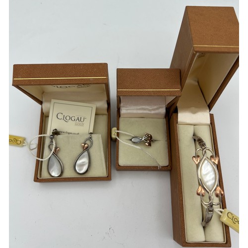 433 - Clogau gold and silver jewellery to include bracelet, pendant, ring and earrings. All in original bo... 