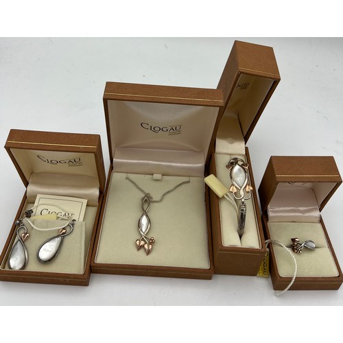 433 - Clogau gold and silver jewellery to include bracelet, pendant, ring and earrings. All in original bo... 