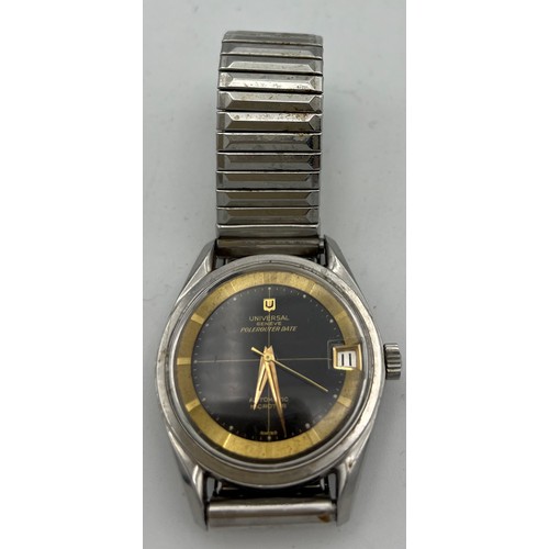 674 - Universal Geneve Polerouter Date Automatic Microtor gentleman’s vintage wristwatch. Numbered to back... 