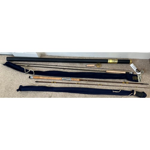 Two Hardy fishing rods to include a Hardy Fibalite Spinning 8.5ft and a  Hardy Graphite 9ft 3.