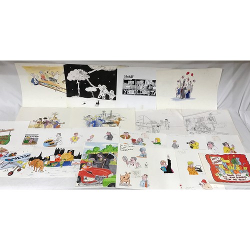 1142 - A large collection of drawings, sketches and prints to include a lot of originals by artist Richard ... 