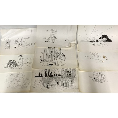 1142 - A large collection of drawings, sketches and prints to include a lot of originals by artist Richard ... 