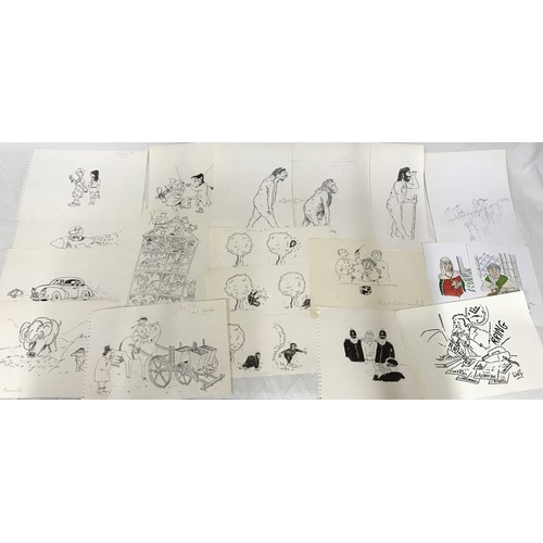 1142 - A large collection of drawings, sketches and prints to include a lot of originals by artist Richard ... 