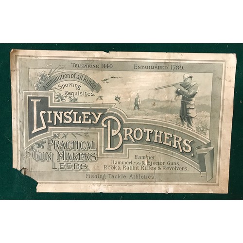 1095 - A Victorian leather cartridge case with five interior divisions and trade label for Linsley Brothers... 