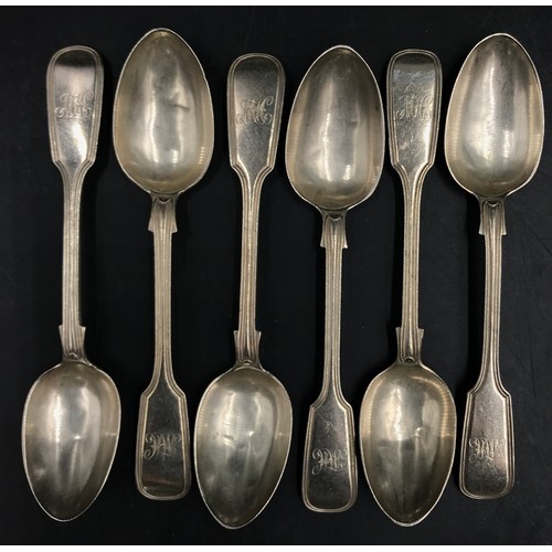 728 - A set of six matching silver spoons hallmarked London 1856 Charles Boyton 152gms.