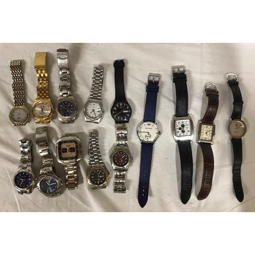 670 - A collection of gentlemen's watches to include some by Emporio Armani, Avia and Sekonda.