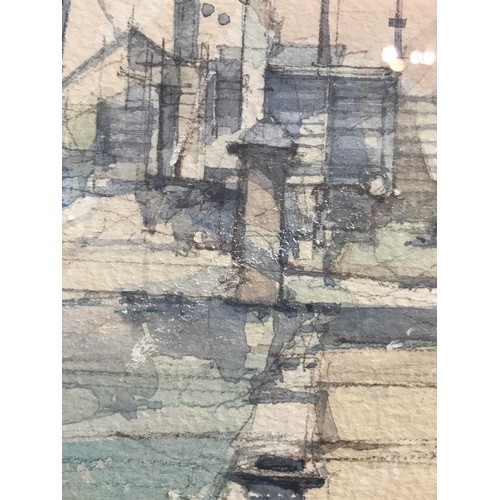 1147 - Tom Harland watercolour of dock scene 38 x 42cm.