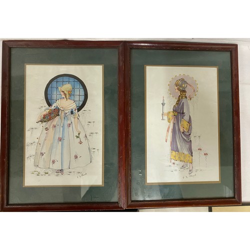 1117 - Six vintage framed prints varying in size largest image 24cm x 16cm signed P E Shand.