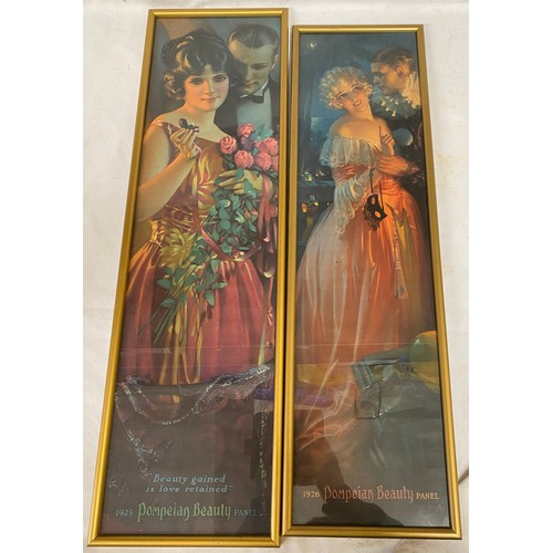 1121 - A pair of Pompeian beauty panel prints 68cm x 18cm largest. 1926 panel signed.