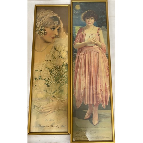 1122 - A pair of Pompeian beauty panel prints 70cm x 18cm largest. 