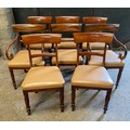 Eight  Regency mahogany bar back dining chairs  with leather upholstery to include 2 x carvers. Ht t... 