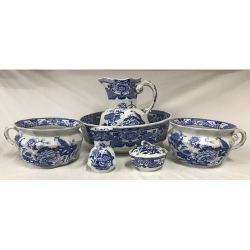 230 - A late 19thC Mason's Ironstone wash set to include jug and bowl, 2x chamber pots, soap and toothbrus... 