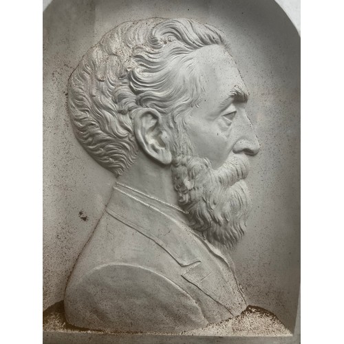 1088 - A 19thC plaster cast of a gentleman. Frame size 47 x 40cm.