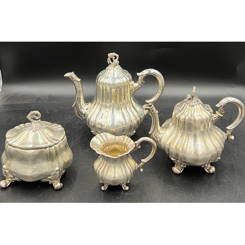 701 - A 19th century German tea and coffee set marked sterling 925 Posen. Total weight 1643.5gm