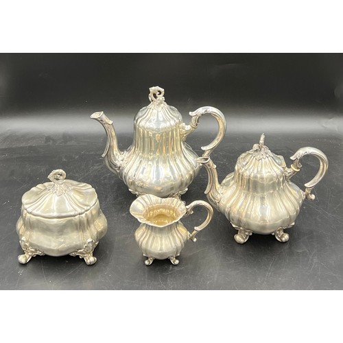 701 - A 19th century German tea and coffee set marked sterling 925 Posen. Total weight 1643.5gm