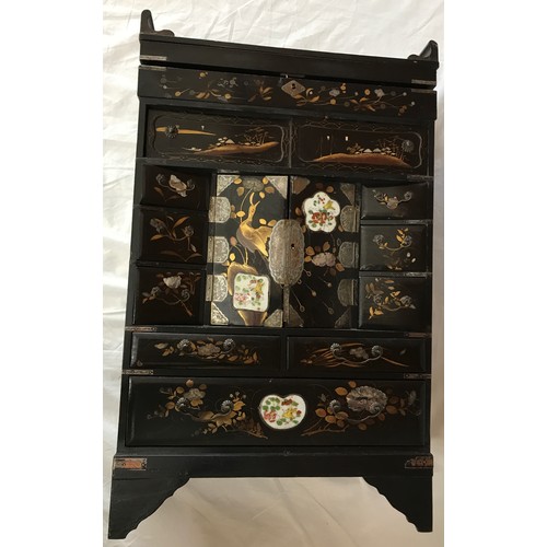 931 - An early 20thC Chinese jewellery cabinet 33.5w x 16d x 54cm h.