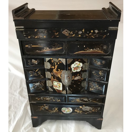 931 - An early 20thC Chinese jewellery cabinet 33.5w x 16d x 54cm h.