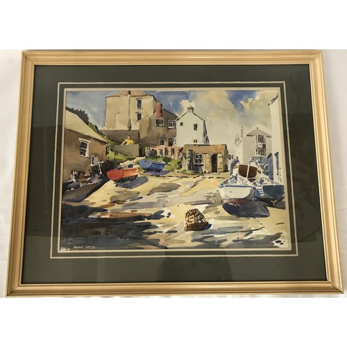 1137 - An original water colour of a coastal scene by Bryant Cortis measuring 37cm x 50cm.