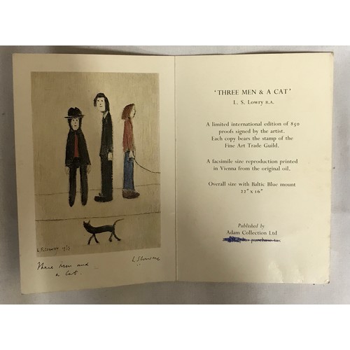 1139 - L S Lowry R.A. - 'Three Men & a Cat',  A limited edition of 850 signed by the artist and bearing the... 