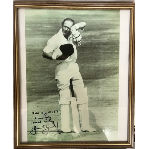 1111 - Cricket memorabilia to include two prints one of Sir Len Hutton and one Brian Lara largest 73cm x 55... 