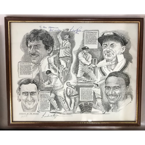 1111 - Cricket memorabilia to include two prints one of Sir Len Hutton and one Brian Lara largest 73cm x 55... 